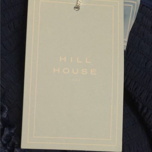 Hill House Louisa Nap Dress Navy Velvet Smocked Scoop Neck Ruffle Hem Midi M New - Picture 9 of 12